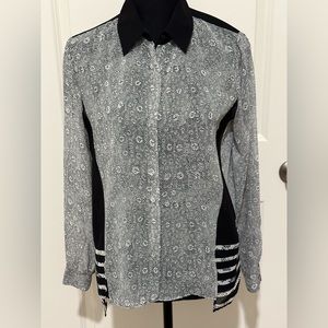 Kenneth Cole New York women’s sheer black button down shirt